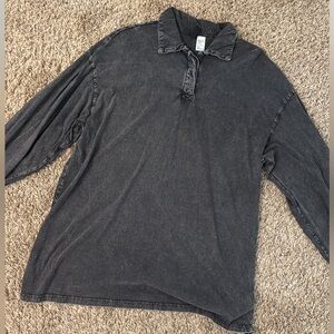 Black Collared Long Sleeve Tee